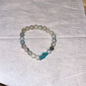 Sea glass stone sea turtle bracelet